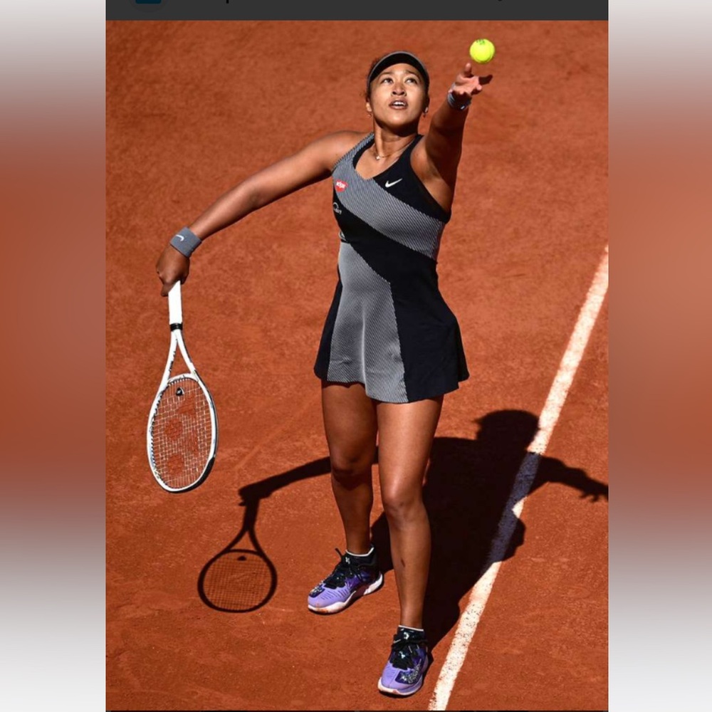 Nike Naomi Osaka 2021 Monte Carlo tennis dress size M mesh black gray stripes - Picture 5 of 9